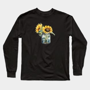 Sunflower Vintage Flora Positive Minimalist Retro Long Sleeve T-Shirt